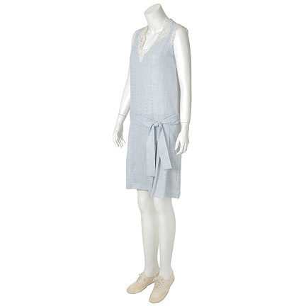 THE PAINTED VEIL- Kitty Fane (Naomi Watts) – 1920s Blue Linen Day Dress and White Tennis Shoes