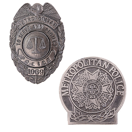 POLICE ACADEMY-Principal Character- Silver Badge and Cap Device