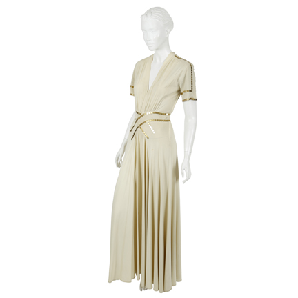 DEBBIE REYNOLDS COLLCTION - RKO Production Ivory 1940's Floor Length Studio Gown