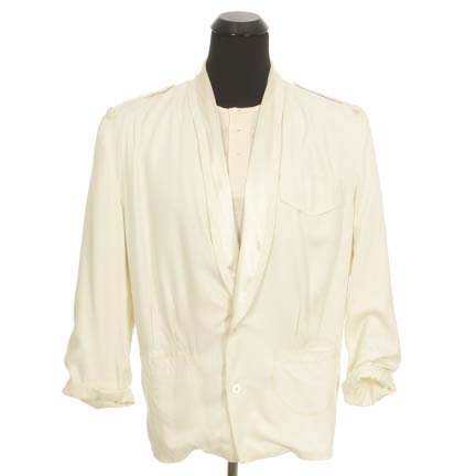 MIAMI VICE (TV) - James Crockett (Don Johnson) white tuxedo style jacket and Henley t-shirt