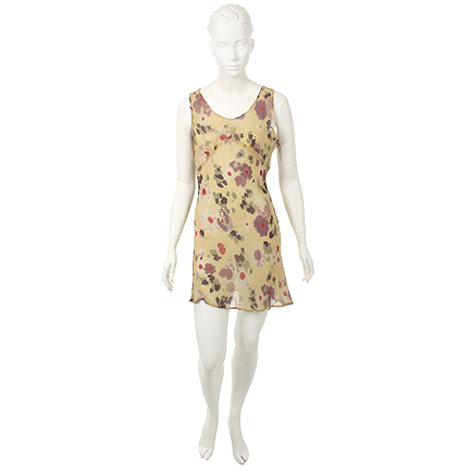 NATURAL BORN KILLERS - Mallory Knox ( Juliette Lewis) Yellow Plum Floral Chiffon Bias Cut Gown