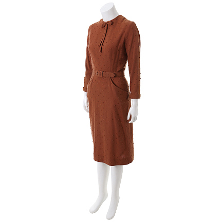 GANGSTER SQUAD - Grace Faraday (Emma Stone) Saddle Tan Wool Day Dress