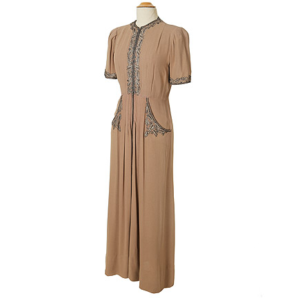 UNIDENTIFIED PRODUCTION - 1930’s Light Brown Studio Made Dress