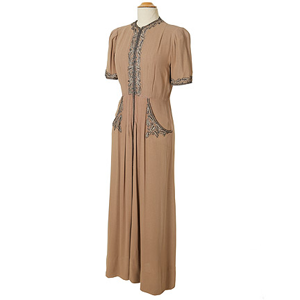 UNIDENTIFIED PRODUCTION - 1930s Light Brown Studio Made Dress