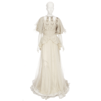 MALICE IN WONDERLAND - Louella Parsons (Elizabeth Taylor) white beaded dress