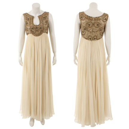 BOBBY - Vivian (Demi Moore) Cream Empire Maxi Dress and Matching Cape ...