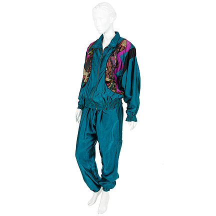 THE BUTLER-Gloria Gaines (Oprah Winfrey)-1980 Nylon Teal Tracksuit