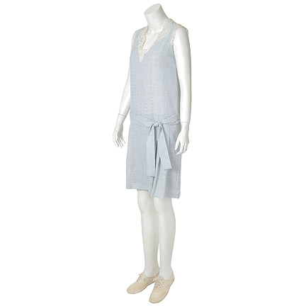 THE PAINTED VEIL- Kitty Fane (Naomi Watts)  1920s Blue Linen Day Dress and White Tennis Shoes