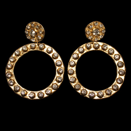PARIS HILTON - Gold rhinestone earrings worn in 