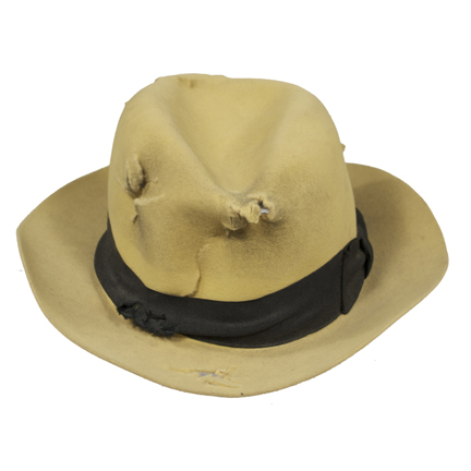 DICK TRACY  Dick Tracy (Warren Beatty) signature hat with bullet holes.