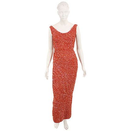 WHY DO FOOLS FALL IN LOVE - Zola Taylor (Halle Berry) Peach Sequined Don Loper Gown