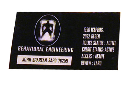 DEMOLITION MAN  John Spartan (Sylvester Stallone)  Prisoner ID sticker protoypes