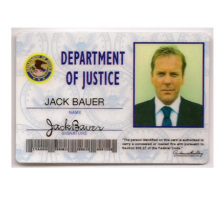 24 - Jack Bauer (Kiefer Sutherland) Department of Justice Prop ID Card
