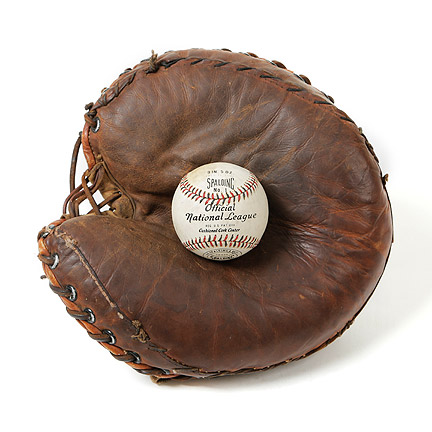 THE NATURAL Philadelphia Phillies Catcher (Background Actor) – Vintage Style Catcher’s Mitt and Base