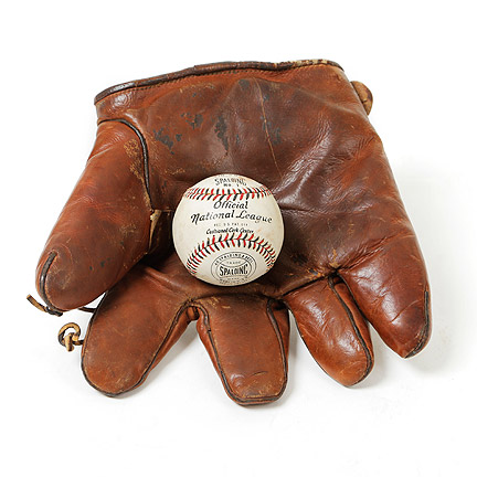 THE NATURAL Young Roy Hobbs (Mark Atienza)  Vintage Style Baseball Glove and Baseball