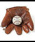 THE NATURAL Young Roy Hobbs (Mark Atienza)  Vintage Style Baseball Glove and Baseball