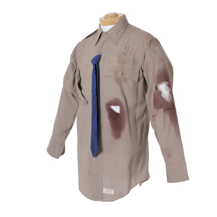 MOTEL HELL - Sheriff Bruce Smith (Paul Linke) Bloody Sheriff Shirt