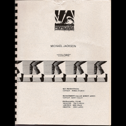 MICHAEL JACKSON - Production Book with Script for  “Black or White” Video