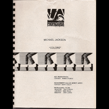 MICHAEL JACKSON - Production Book with Script for  Black or White Video