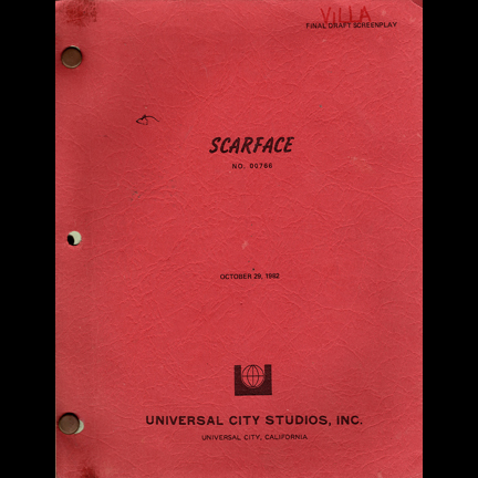 SCARFACE  Original Property Master's production script