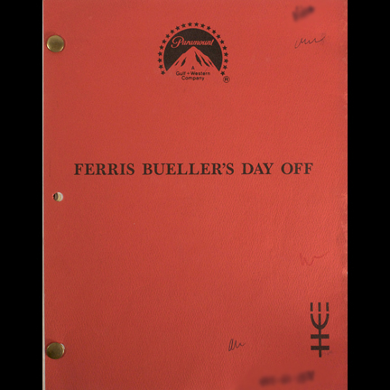 FERRIS BUELLERS DAY OFF - original Property Masters production script