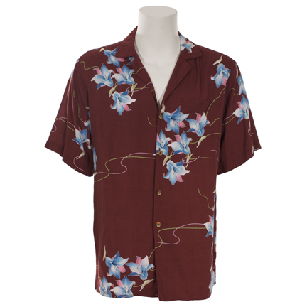 MAGNUM P.I.  Thomas Magnum (Tom Selleck) Burgundy Hawaiian Shirt