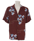 MAGNUM P.I.  Thomas Magnum (Tom Selleck) Burgundy Hawaiian Shirt